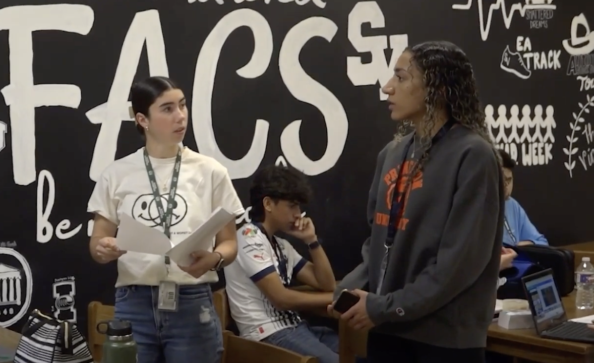 Students in Aubrie Herring's FACS classes work on videos and activities fro the school-wide Shattered Dreams program Thursday and Friday at the school.